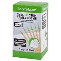 Зубочистки с МЕНТОЛОМ бамбуковые 1000 шт. в индивидуальной бумажной упаковке, BOOMHOUSE (БУМХАУС), 701951