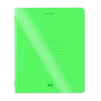 Тетрадь пластиковая обложка (НЕОН) А5, 48 листов, скоба, клетка, BRAUBERG "Smart Cover", ЗЕЛЕНАЯ, 405038