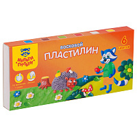 Пластилин "Енот в лесу" 06 цветов, 90г, восковой, со стеком, картон с европодвесом: ВП_11055 штр.: 4680211090555