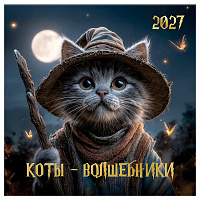 Календарь настенный перекидной на скрепке, 290*290 мм 12л. BG "Коты-волшебники", 2027г.