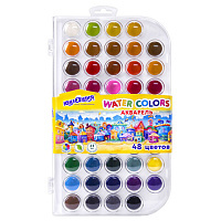 Краски акварельные ЮНЛАНДИЯ "ДОМИКИ", 48 цветов, круглые кюветы 23 мм, пенал, 192634