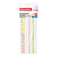 Закладки клейкие, выделители текста, BRAUBERG ULTRA PATTERN COLOR, 135х5 мм, 160 штук (8 цветов х 20 листов), 116687